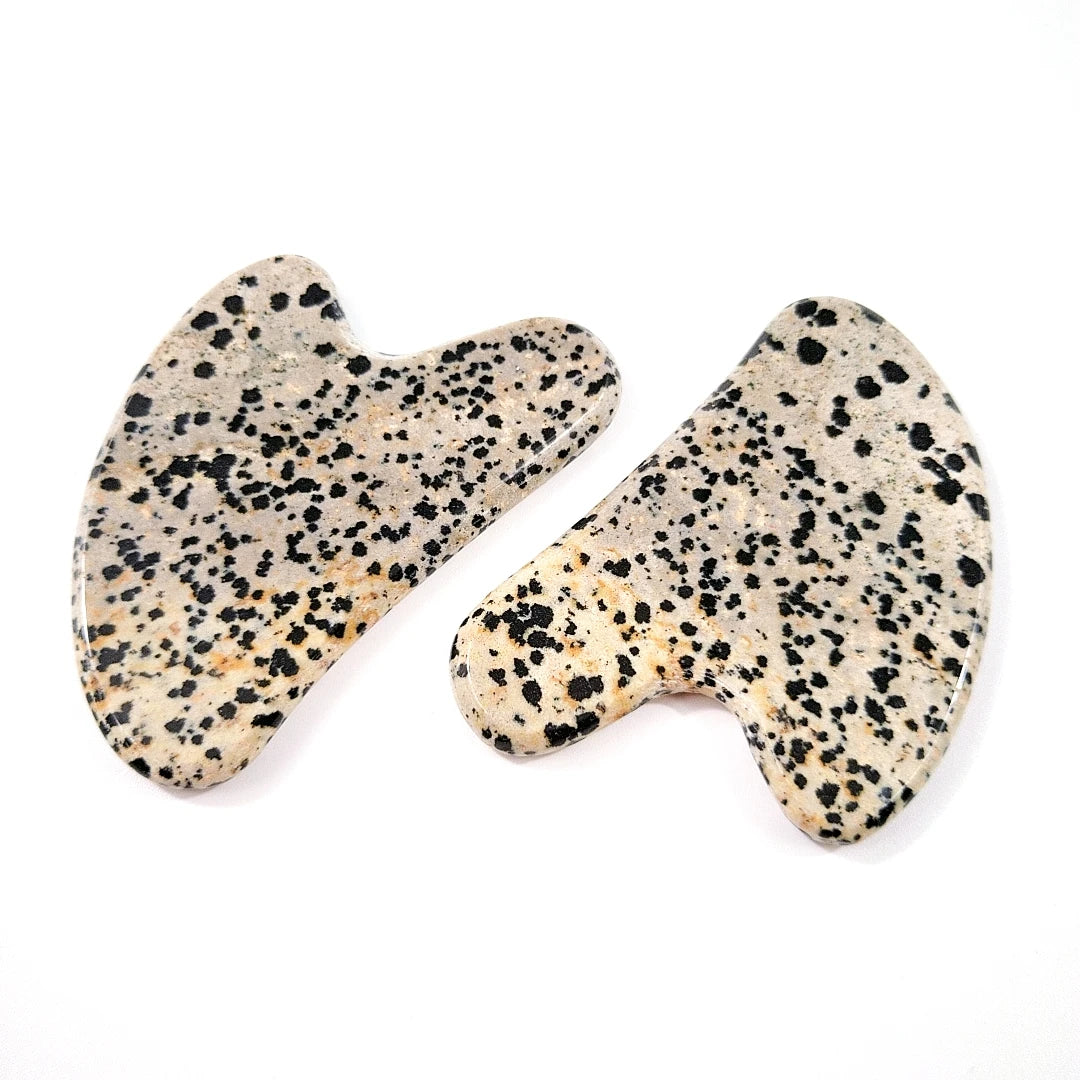 Huiying Good Quality Face Massage heart dalmation Jasper Natural facial gua sha Massage Tool