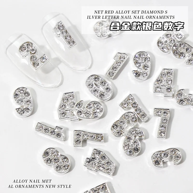 10pcs 3D Silver Alloy Easy Apply Nail Art Charm Jewelry