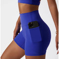 New Arrival Breathable and Comfortable Yoga Compression Shorts with Quick-Drying Running Side Pocket