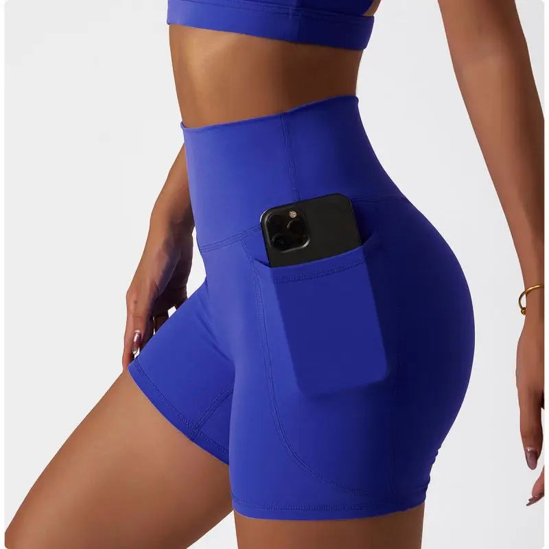 New Arrival Breathable and Comfortable Yoga Compression Shorts with Quick-Drying Running Side Pocket