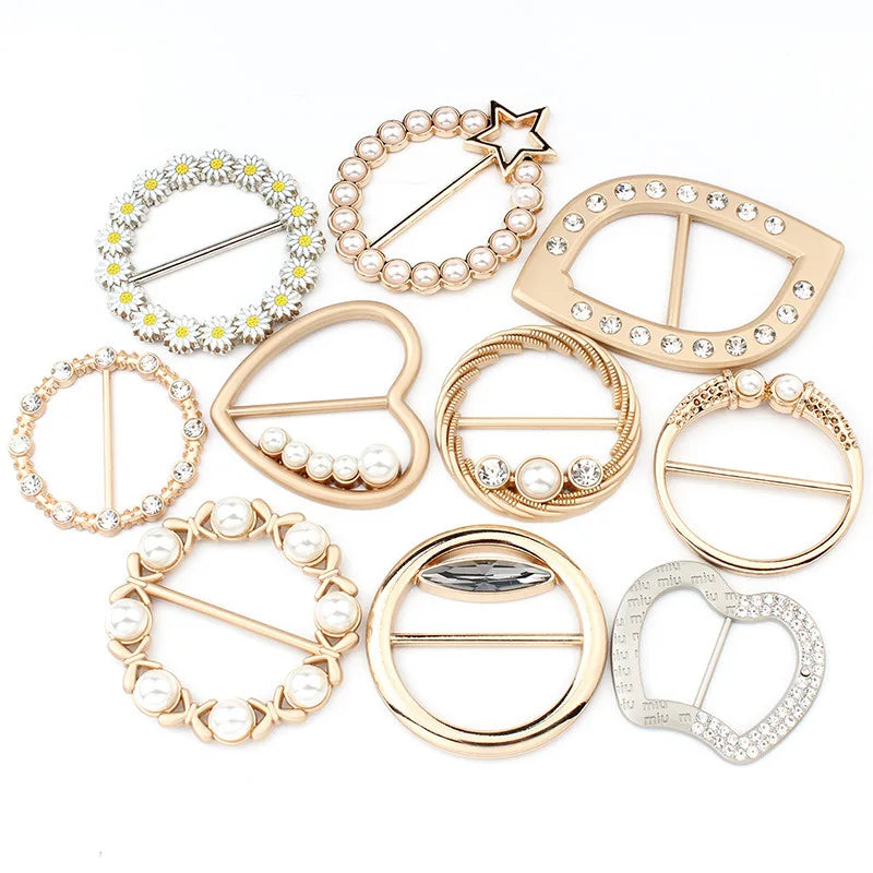 Hot Sale Silk Scarf Ring T-shirt Tie ClipsFashion Metal Round Circle Clip Buckle Clothing Ring Wrap Holder for Women