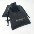 Custom Pouch Luxury All Black Beauty Hair  Gift Bag Drawstring Closure Travel Cosmetic Cloth Dust Bag With Printed Logo