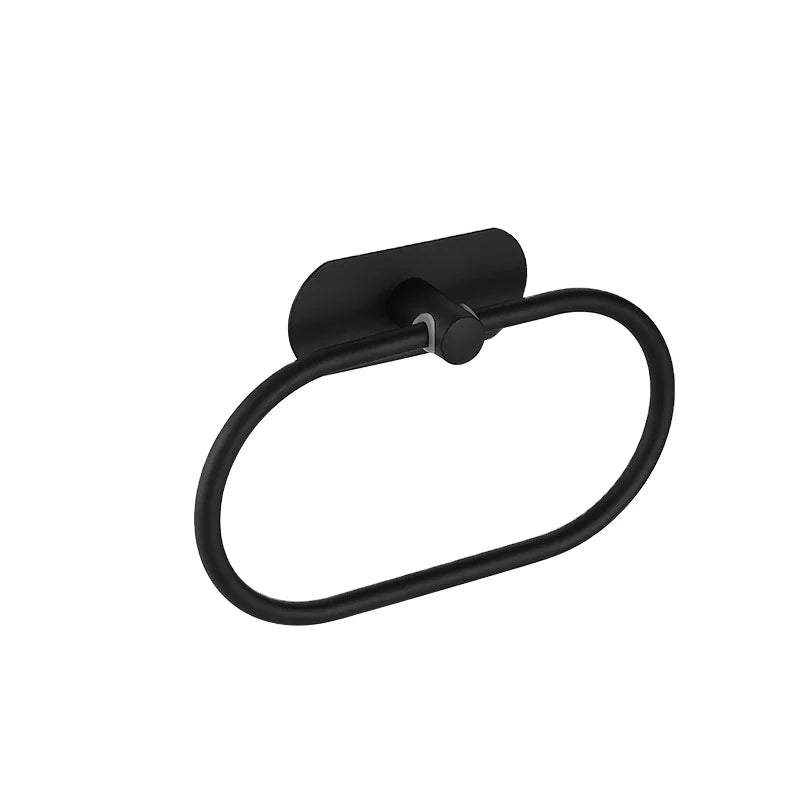 Modern 4-Piece Black Stainless Steel Wall Mount Bath Accessories Set Brushed Black Bathroom Hardware Towel Bar Towel Ring Paper