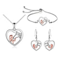 Fashionable Heart Shape Animal Girl With Horse Head Alloy Jewelry Pendant Necklace Earring Bracelet Set