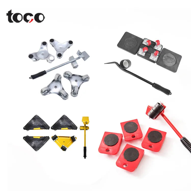 TOCO Three 3-Wheel Heavy Duty ABS+Steel Furniture Moving Dolly Transport Lift 300kg Capacity 5-Piece Sliders Kit