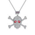 JINSE Hip Hop Jewelry Necklace Woman/Man Fashion One Head and Two Bones Pendant 30in Twist Jewelry 3A Copper Zircon Necklace