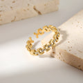 Dainty Tarnish Free Stainless Steel Charm Ring Fashion Women's Tiny Zircon Link Chain Index Finger Ring for Women