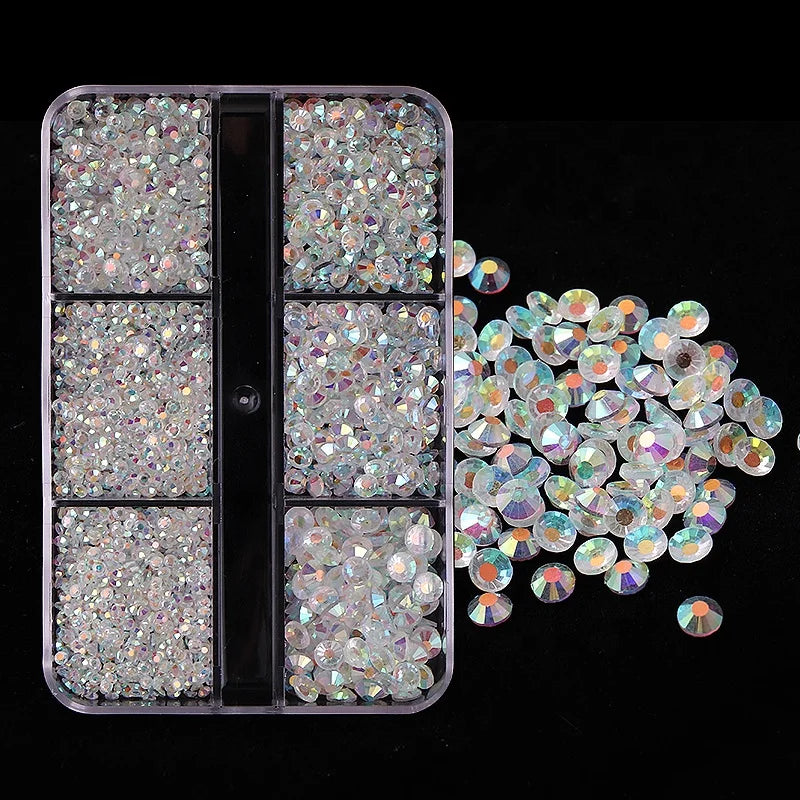 Yantuo Crystal Factory Wholesale Flat Back  Non HotFix Glass Rhinestone Mixed Size SS4-SS16 6 Blank Nail Rhinestones