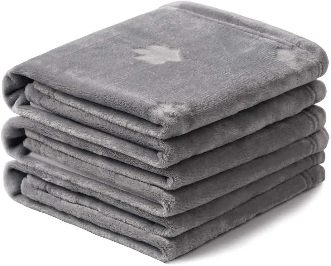 Flannel Fleece Pet Blanket Paw Embossing Fluffy Dog Blanket Large Dog Blanket
