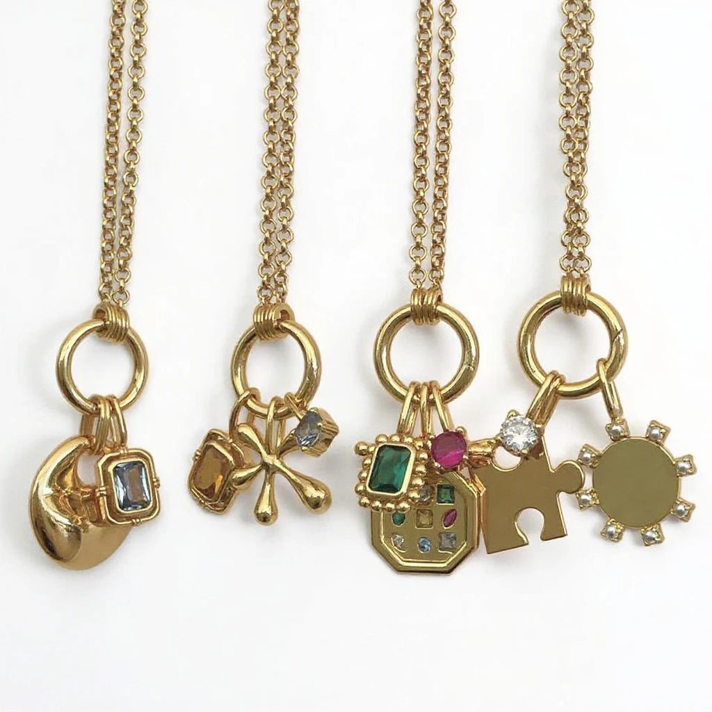 European American Female DIY Pendant Necklace Titanium Steel Zircon 18K Real Gold Vacuum Plating Exaggerated Personality
