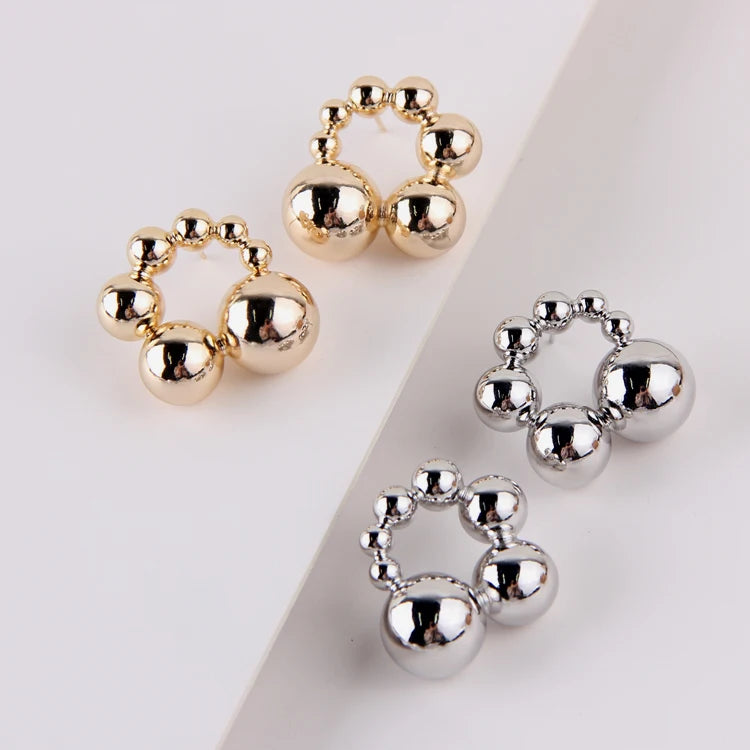 High-quality and Unique Geometric Irregularly Shaped Creative Design Trendy Earrings Brass Ball Hoop Earrings