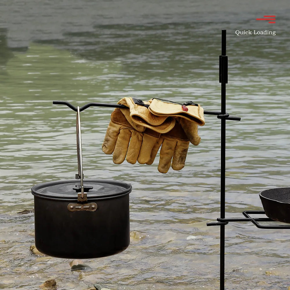 IRONDONKEY Steel Camping Outdoor Detachable Hanging Rack Multi Functional Hook Barbecue Rack Camping Stove