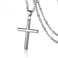 European American Classic Men's Stainless Steel Geometric Cross Charm Necklace Zircon Smooth Face Simple Pendant Ornaments for