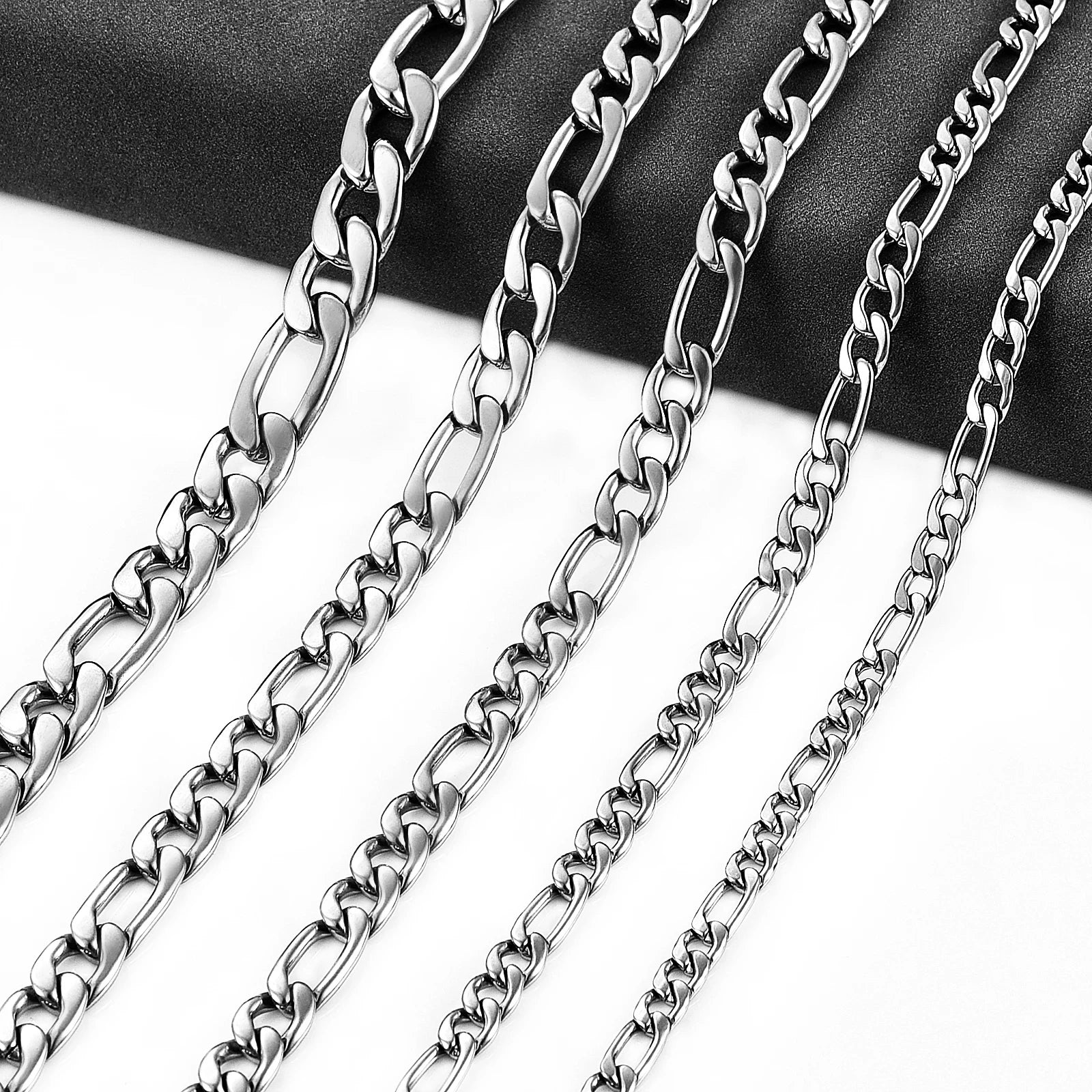 Wholesale Promotion 18K PVD Gold Plated Figaro Chain Stainless Steel Link Chain Waterproof Mens Women Necklace Jewelry
