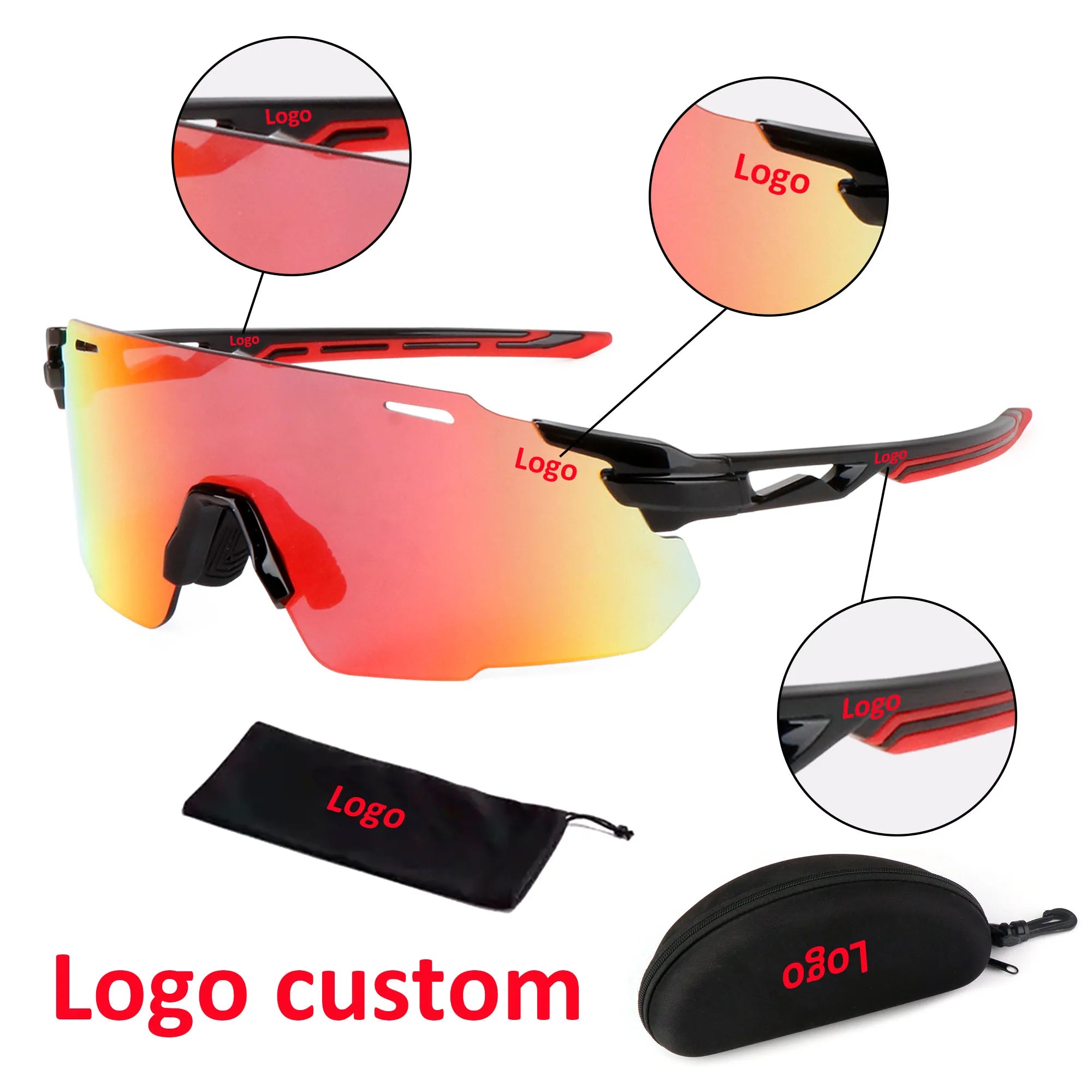 Sunglasses Sport Custom Logo Men Bike Bicycle Cycling Outdoor Glasses TR90 100%UV Windproof Baseball Sport Sunglasses
