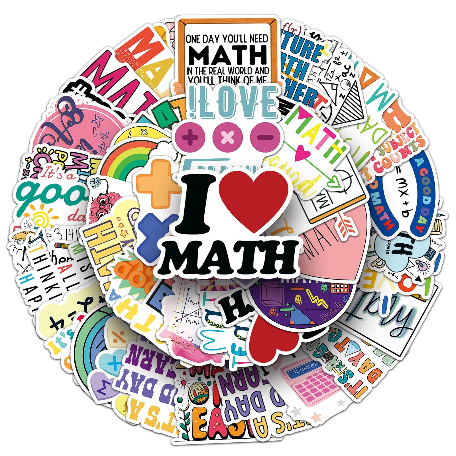 50pcs Funny Cute Cartoon Mathematics Symbol Teacher Student Gift Math Stickers