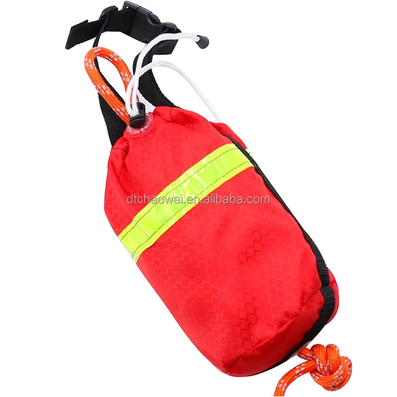 21M Red Water Rescue Throw Bag Rope Bag with Reflective Tapes Nylon & High Strength Polypropylene 8mm Diameter