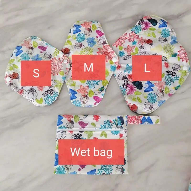 OEM Washable Bamboo Charcoal Reusable Reusable Sanitary Pads Napkin Zero Waste Mesh Cloth Menstrual Pad with Wet Bag