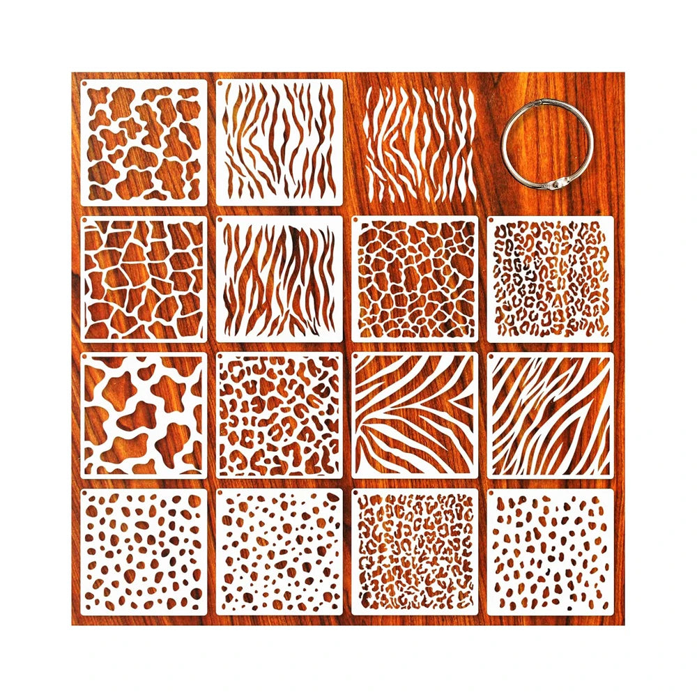 Leopard Stencil Cheetah Stencil Animal Cow Print Plastic Texture Stencils for Cake Painting