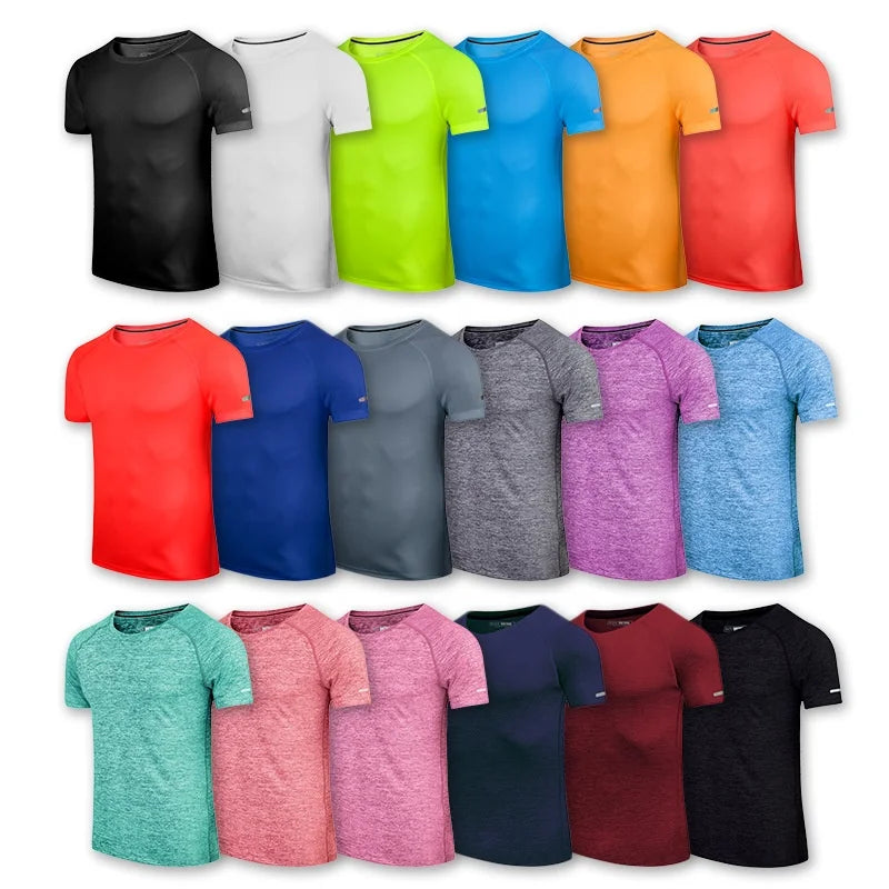 Manufacture Custom Logo 100% Polyester Multi Color Tshirts Unisex Plain Tshirt Mens Gym Wear