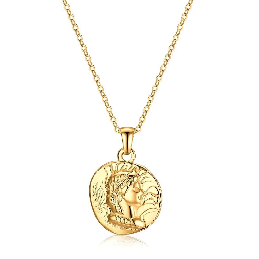 Milskye Fashion Fine Jewelry for Girls 925 Silver 18k Yellow Gold Coin Necklace