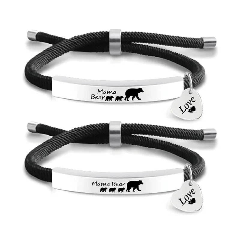 Ywganggu Stainless Steel Custom Adjustable Hand Woven Bracelets Rope Mother`s Day Charm Heart Bracelets