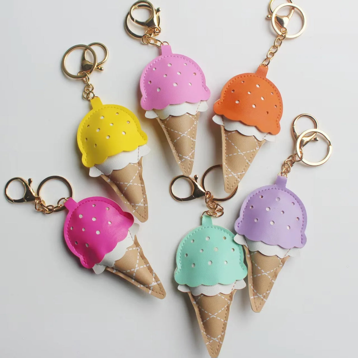 Ice cream leather bag pendant keychain ice cream cone cute leather pendant MegaBDM