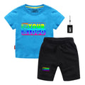 100% Cotton 200g 5.9oz Unisex Kids Short Sleeve Heat-Transfer Printed Knitted Fabric T-Shirt Shorts Set Custom Designs Free