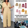 Spring Breathless New Fashion Ready to Ship Short Sleeve Tops and Full Length Pants Casual Women's Jumpsuit One Piece Set
