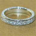 Fashion Women Plating Silver Wedding Rings Round Cut White Sapphire Ring Jewelry Gift Size 5-10