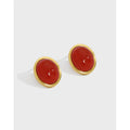 S925 Sterling Silver Luxury Stud Earrings Vintage Natural Red Agate Statement Earrings Fine Jewelry Earrings Women