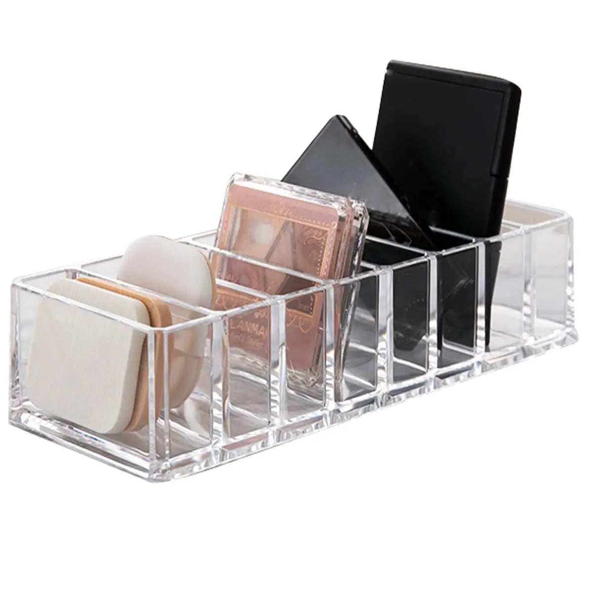 Acrylic Makeup Compact Powder Holder Blush Eyeshadow Lipstick Organizer 8 Slots Makeup Display Storage Case