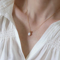 S925 Sterling Silver Simple Natural Freshwater Pearl Necklace with Stylish Perfume Bottle Pendant Geometric Link Chain