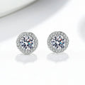 SPJ Wholesale D VVS Grade 1Ct 6.5mm Round Cubic Zircon Earring 925 Sterling Silver Rhodium Plated S925 Moissanite Stud Earrings