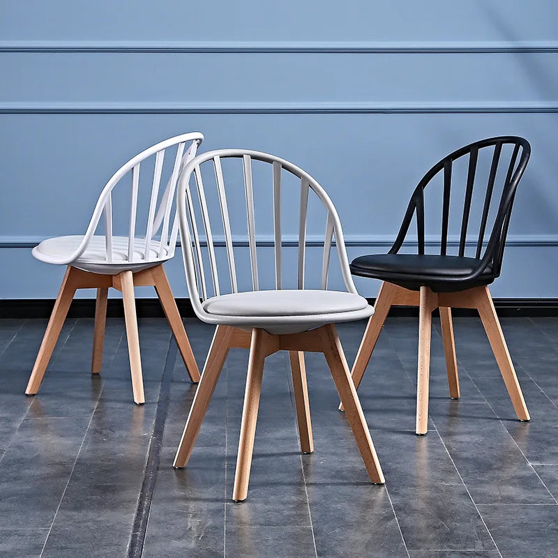 Modern White Comfort Upholstered Restaurant Cafe Chair Wholesale Outdoor Dining Furniture Wooden Leg for Home Bar Apartment Gym