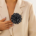 Fashion Handmade Cloth Ribbon Fabric Big Leopard Print Flower Brooch for Women Elegant Lady Party Wear Other Jewelry Accessories