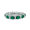 5 Stone Eternity Ring Sterling Silver Emerald Jewelry Sets for Women Emerald Costume Rings