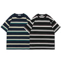 Oversized Turn-down Collar 100% Cotton Rugby Shirt Short Sleeve T-shirt Men Ribbed Cuffs Striped Fabric T Shirt