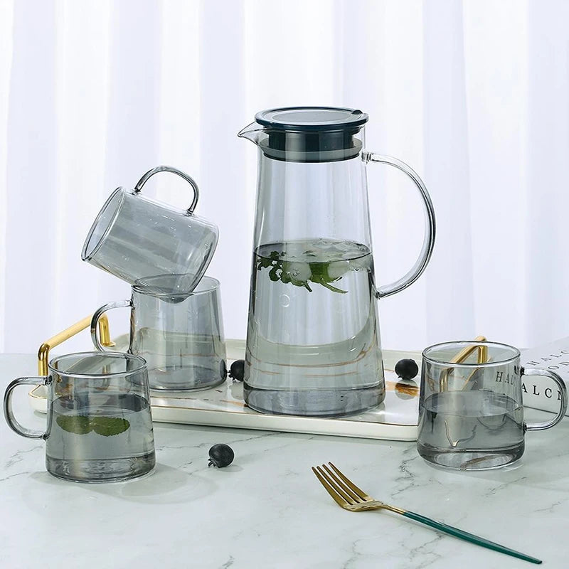 High Boron-Silicate Glass Kettle with Stainless Steel Cover Hot and Cold Water Pot for Boiling for Parties