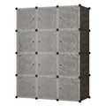 Hot Selling 12-Cube DIY Storage Organizer Black With White Clear Door Closet Storage Cabinet Portable Plastic Cube Wardrobe