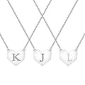Custom 925 Sterling Silver Heart Initial Necklace Personalized Engraved Alphabet A-Z Pendants Heart Necklace for Women
