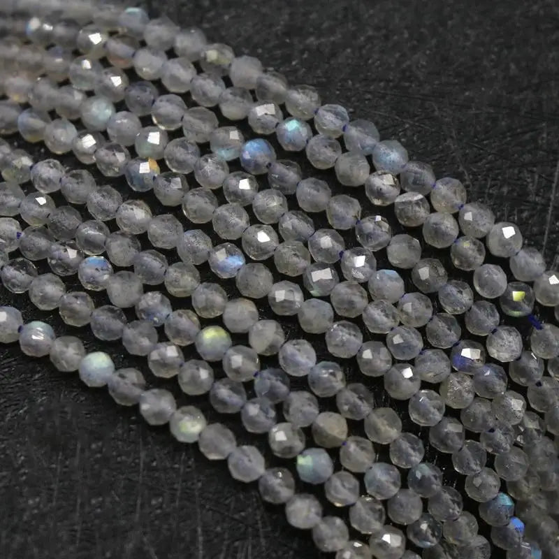 Wholesale Faceted 3MM Natural Stone Beads Natural Gemstones Labradorite Round Beads for Jewelry Making DIY Bracelet