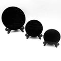 Wholesale Polished Crystal Stone Plates Natural Black Obsidian Round Plates Slab Slice Coasters Mirror