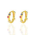 925 Sterling Silver 18k Gold Plated Multi Stone Multicolor Hoop Earrings Perfect for Everyday Use Gift for Her