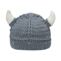 Custom Handmade Crochet Knitted Helmet Beanie Devil Horn Viking Warrior Hats With Bull Horns for Football Fan Parties