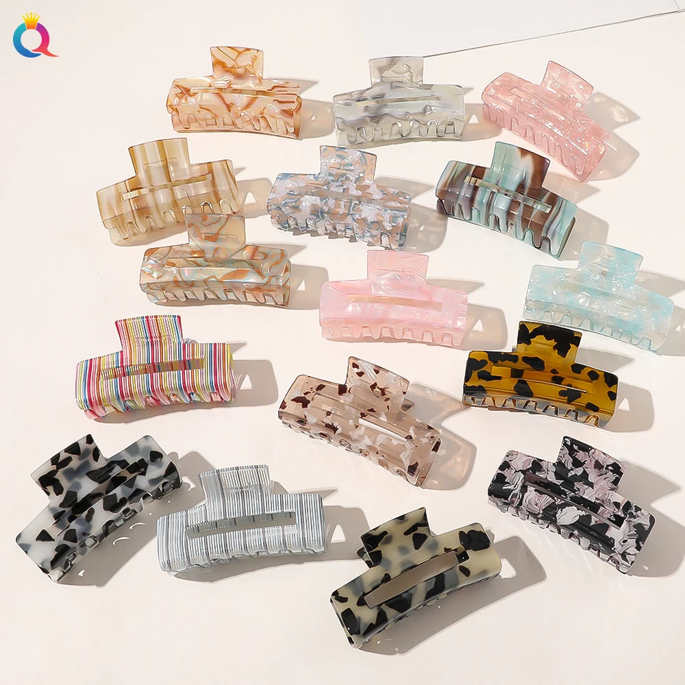 QIYUE Women's Fashion Large Hair Claw Acetate Clip with Acetic Acid Material Medium Size Hair Accessories