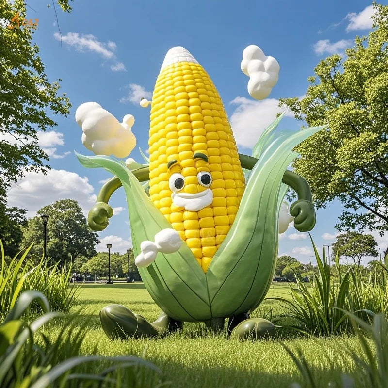 Wholesale Botanic Garden Large Metal Electro Art Giant Stainless Steel Cartoon Corn Statue Sculpture for Amusement Park Decor