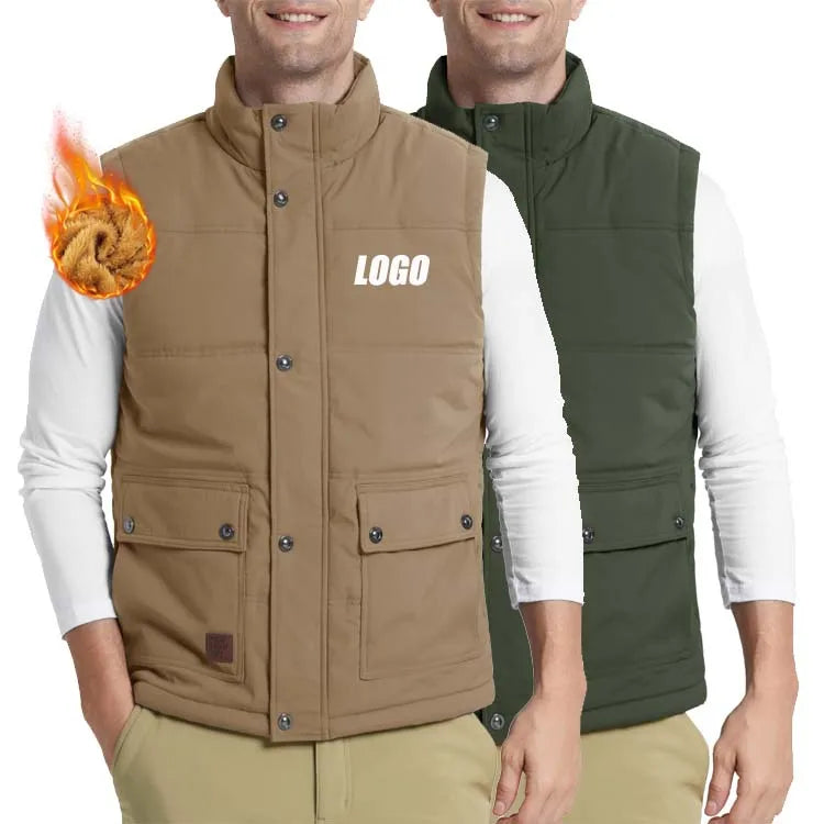 Clothing Manufacturer Custom Utility Fleece Sleeveless Vest JacketWinter Thermal Plus Size Men Vests Waistcoats