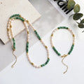 New Cute Freshwater Pearl Natural Stone Bead Choker Necklace Bracelet Set Stainless Steel Beads for Women Girls