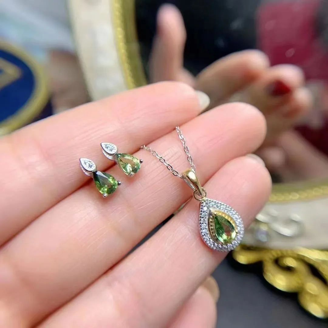 Hot Selling 925 Sterling Silver Dubai Bridal Jewelry Sets Natural Sapphire Gold Fashionable Stylish for Engagement Anniversary